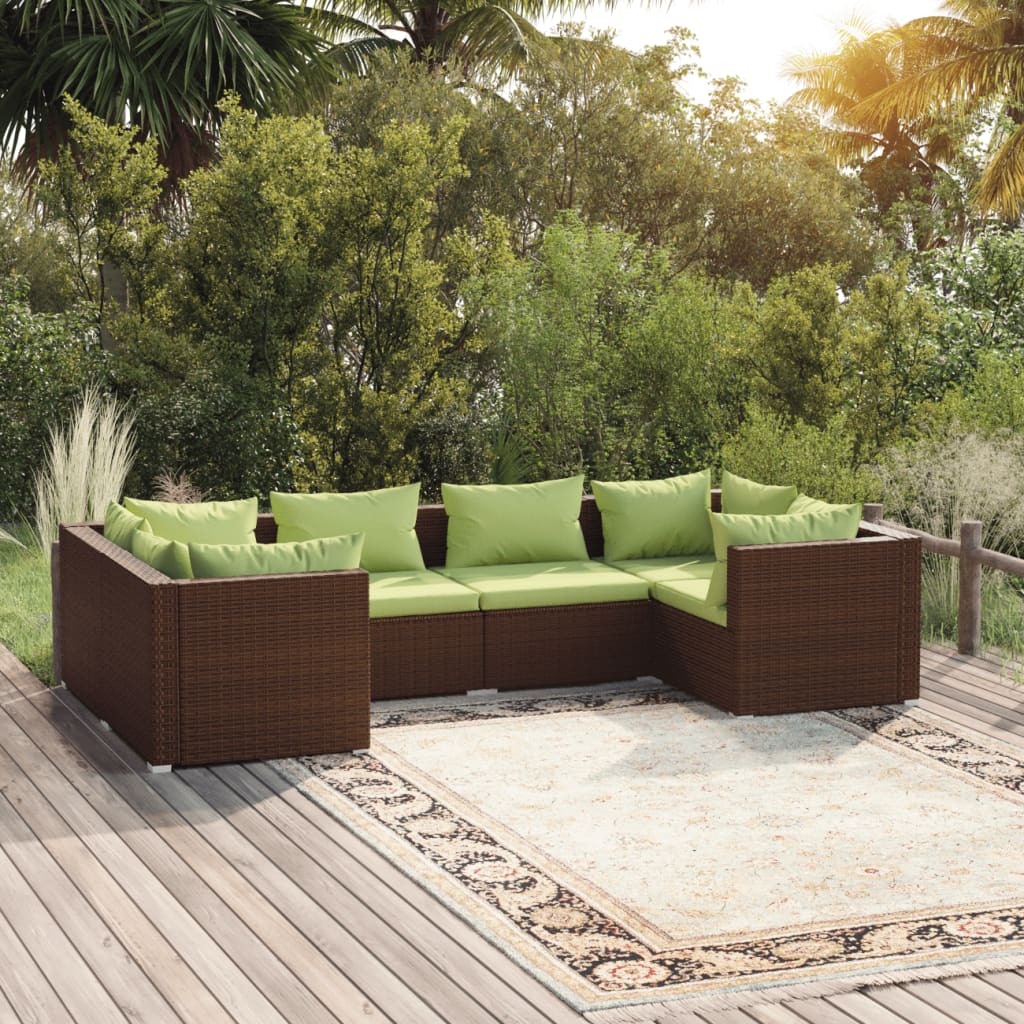 6-Delige Loungeset Met Kussens Poly Rattan