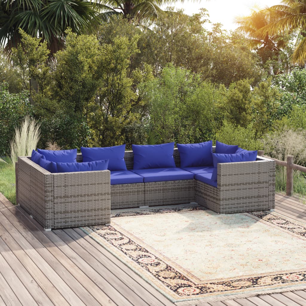 6-Delige Loungeset Met Kussens Poly Rattan