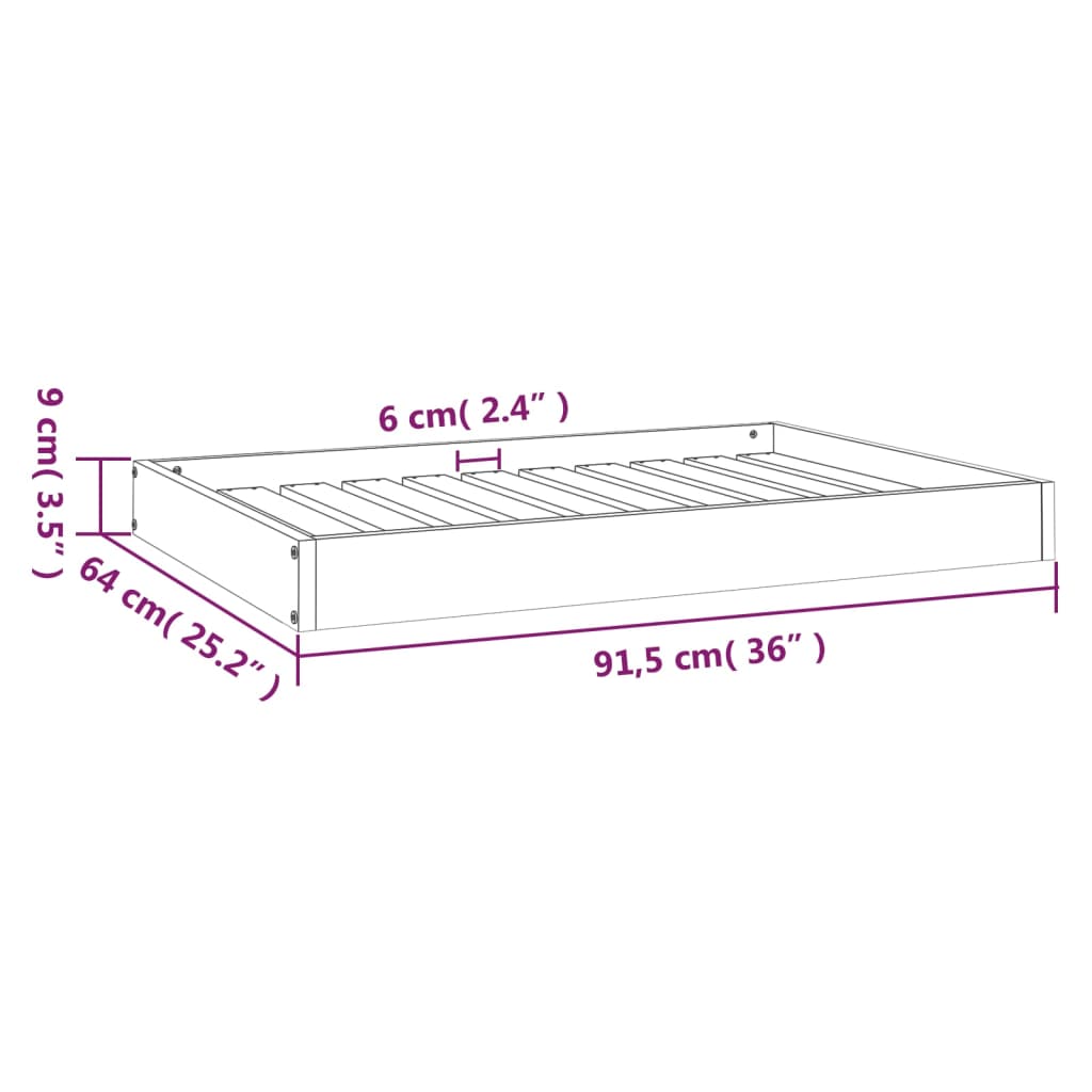 Hondenmand 91,5X64X9 Cm Massief Grenenhout