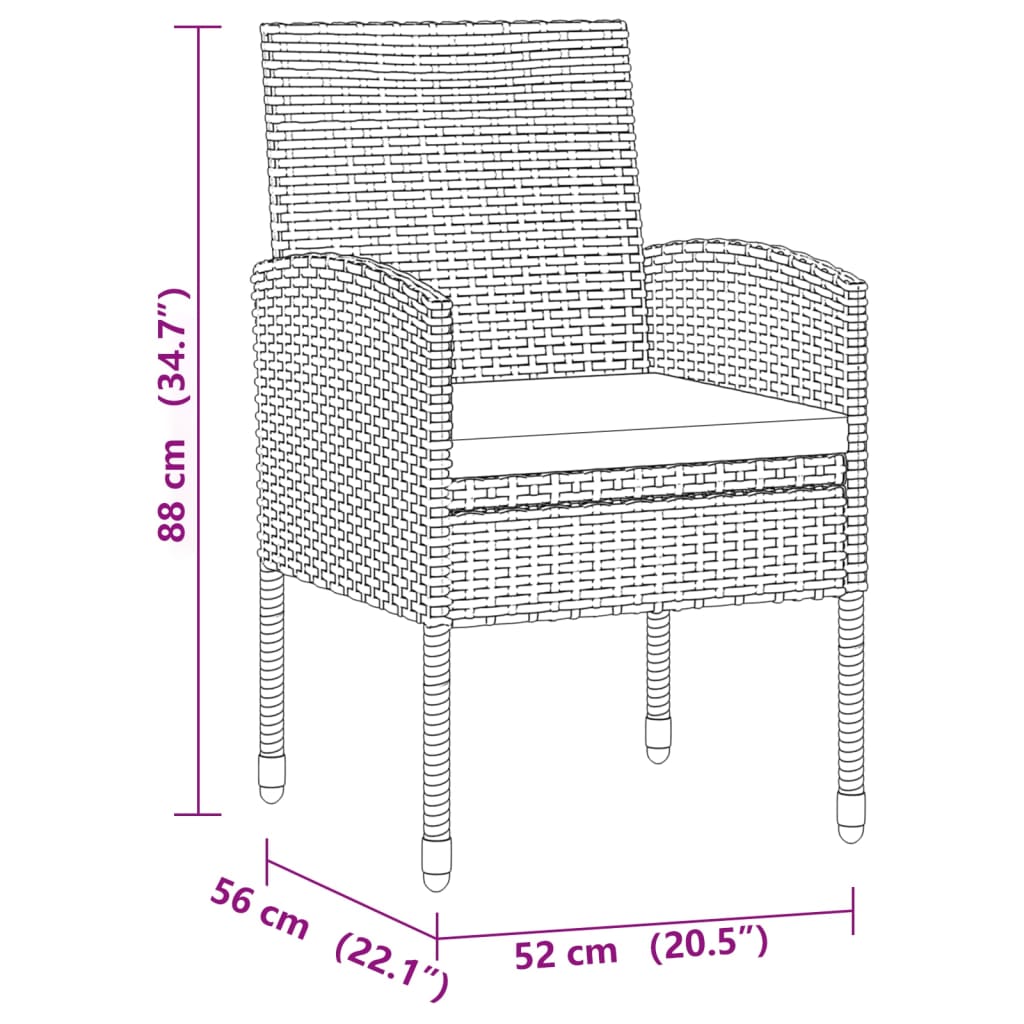3-Delige Tuinset Poly Rattan