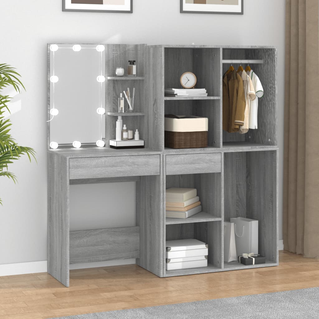 Kaptafel Met Kastjes Led Bewerkt Hout