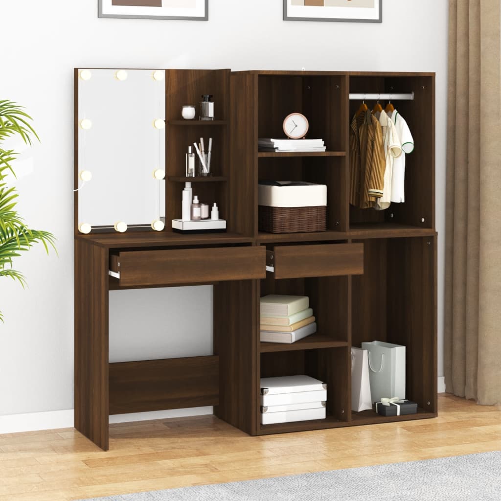 Kaptafel Met Kastjes Led Bewerkt Hout