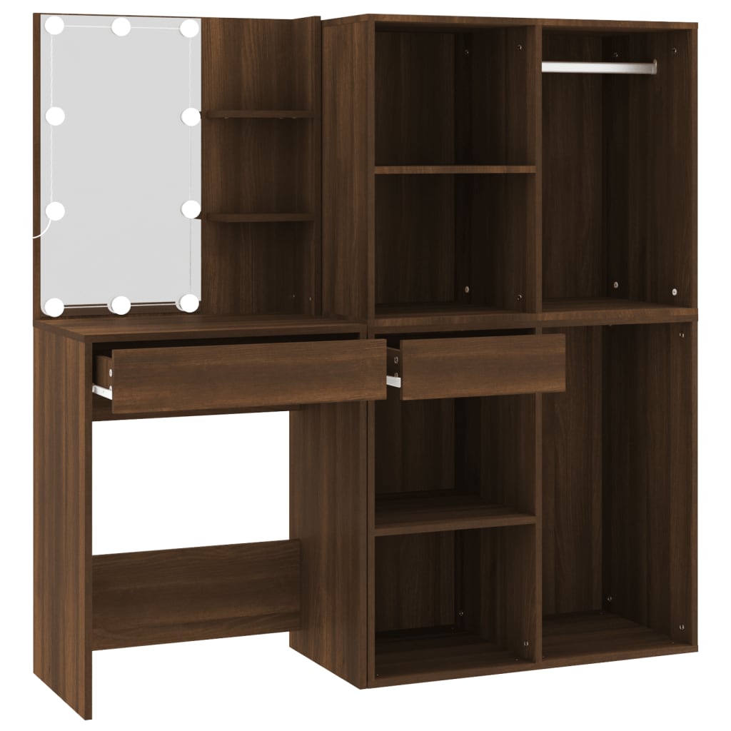 Kaptafel Met Kastjes Led Bewerkt Hout