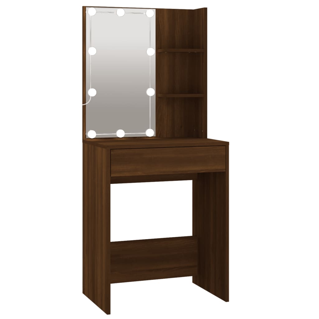 Kaptafel Met Kastjes Led Bewerkt Hout