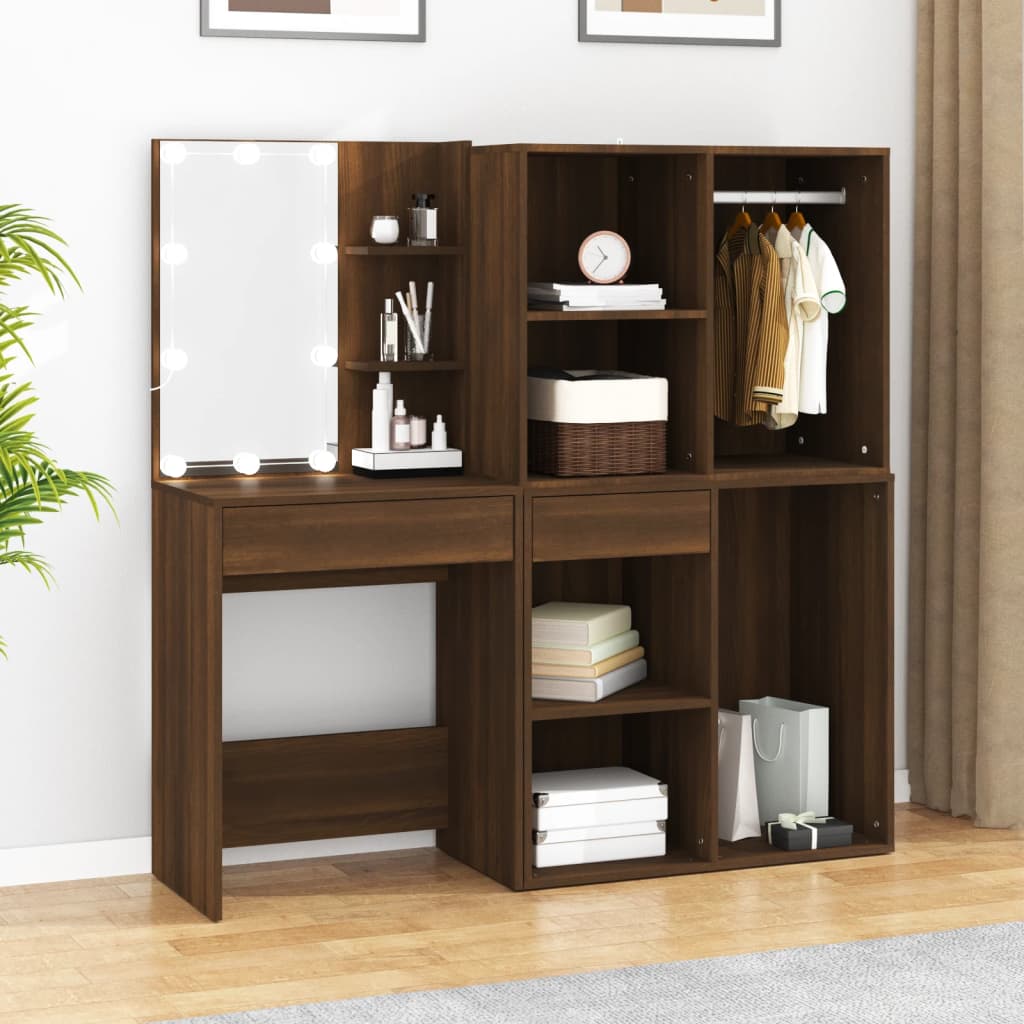 Kaptafel Met Kastjes Led Bewerkt Hout