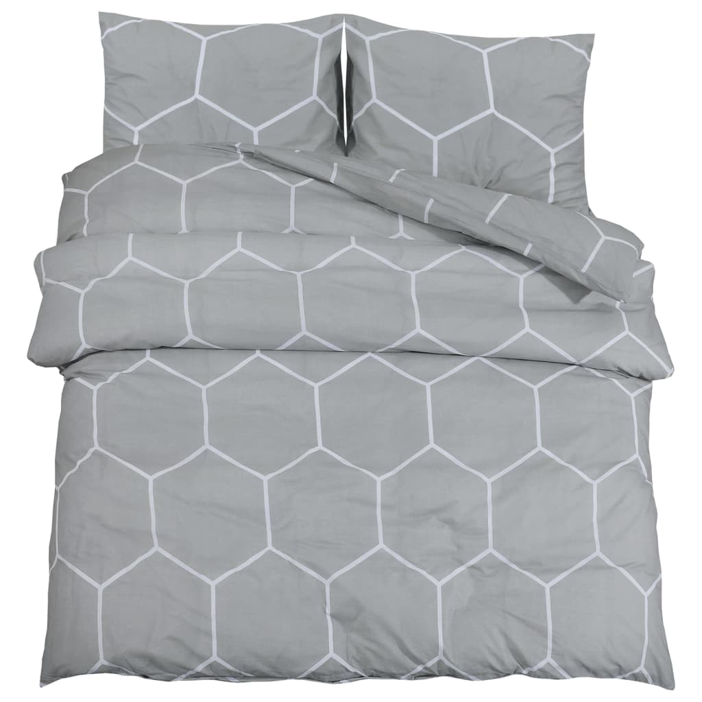 Dekbedovertrekset 155X220 Cm Katoen Grijs En Wit