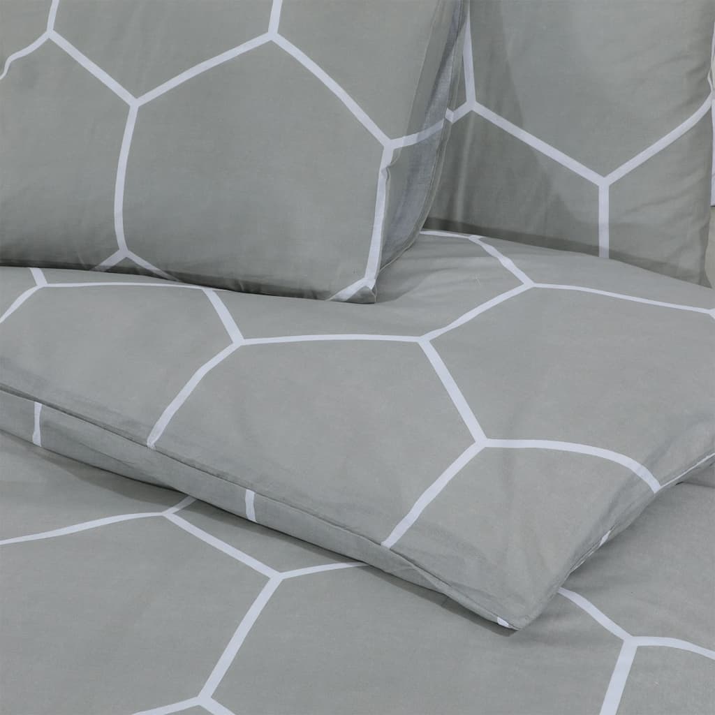 Dekbedovertrekset 155X220 Cm Katoen Grijs En Wit
