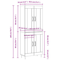 Hoge Kast 69,5X34X180 Cm Bewerkt Hout