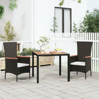 Tuintafel Met Acaciahouten Blad Poly Rattan Zwart