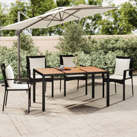 Tuintafel Met Acaciahouten Blad Poly Rattan Zwart