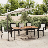 Tuintafel Met Acaciahouten Blad Poly Rattan Zwart
