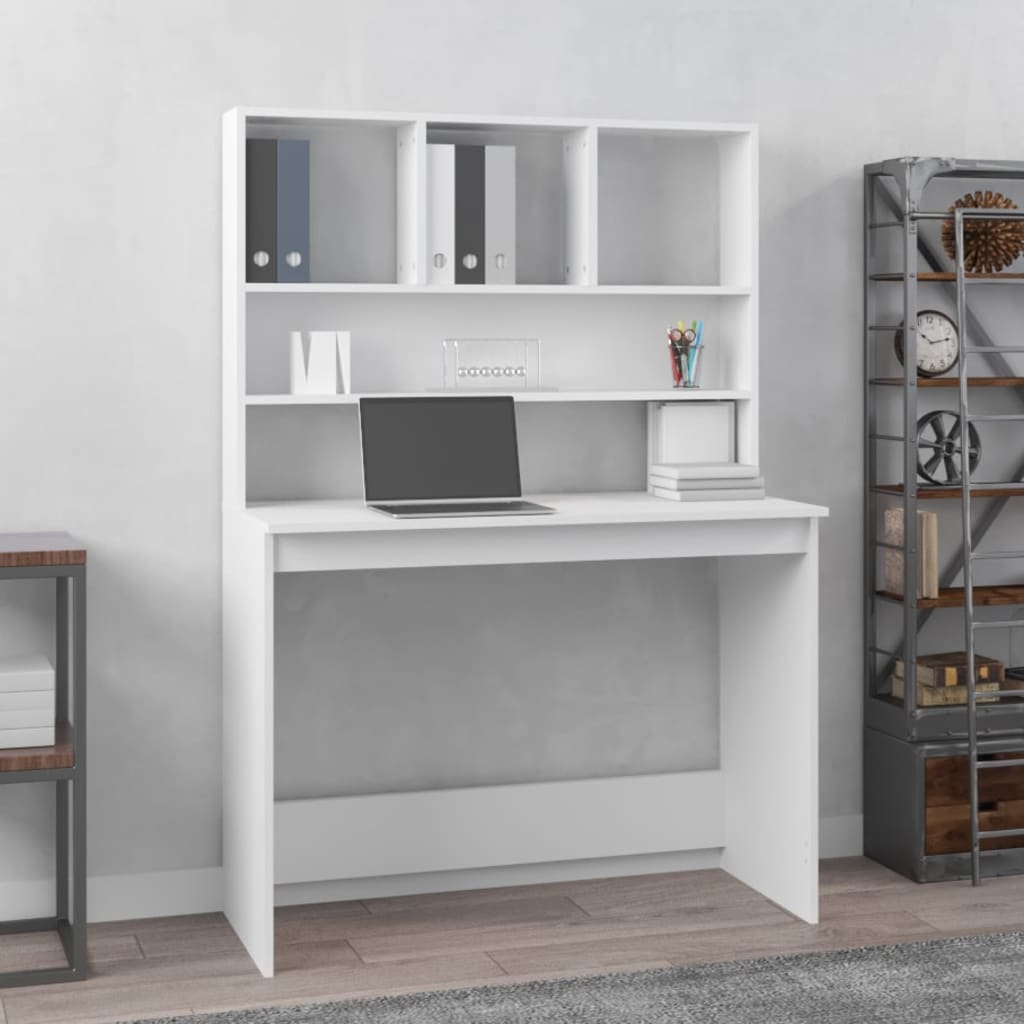 Bureau Met Schappen 102X45X148 Bewerkt Hout Kleur