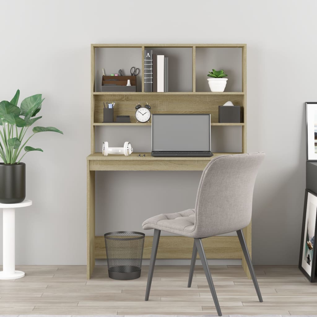 Bureau Met Schappen 102X45X148 Bewerkt Hout Kleur