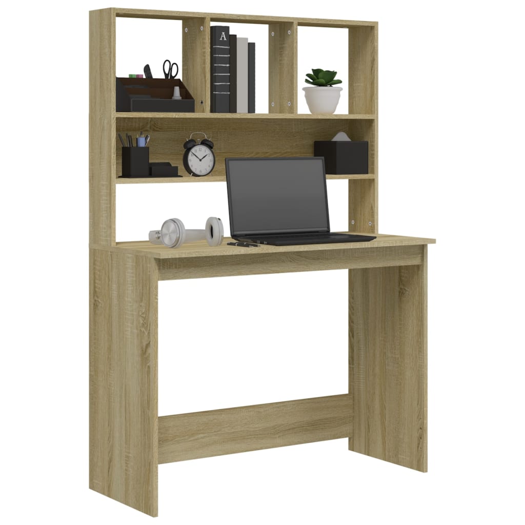 Bureau Met Schappen 102X45X148 Bewerkt Hout Kleur