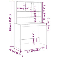 Bureau Met Schappen 102X45X148 Bewerkt Hout Kleur