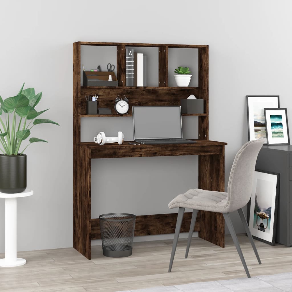 Bureau Met Schappen 102X45X148 Bewerkt Hout Kleur