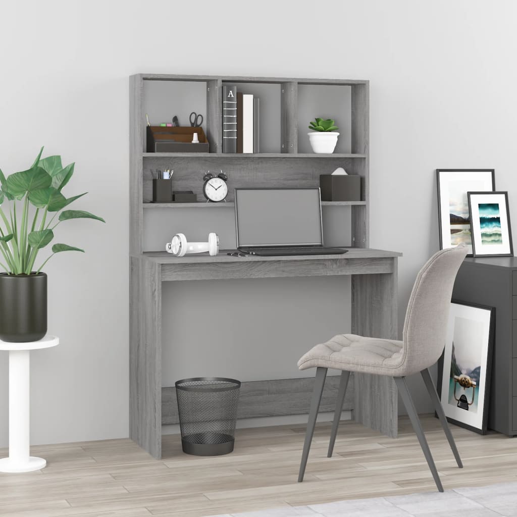 Bureau Met Schappen 102X45X148 Bewerkt Hout Kleur