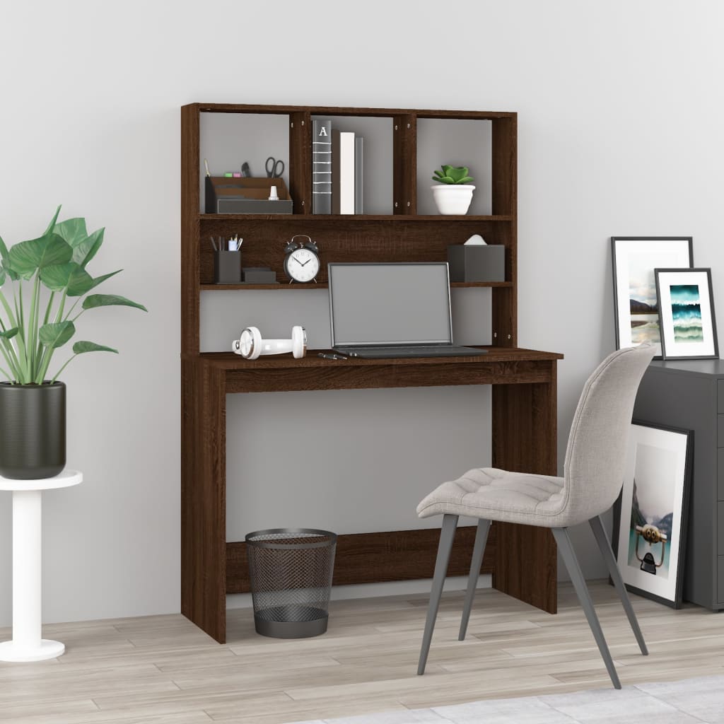 Bureau Met Schappen 102X45X148 Bewerkt Hout Kleur