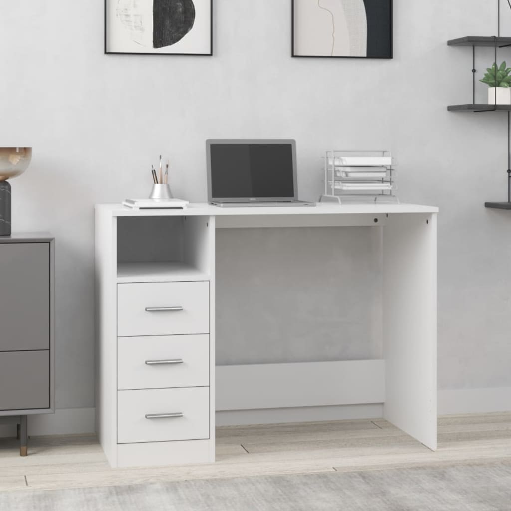 Bureau Met Lades 102X50X76 Cm Bewerkt Hout Kleurig