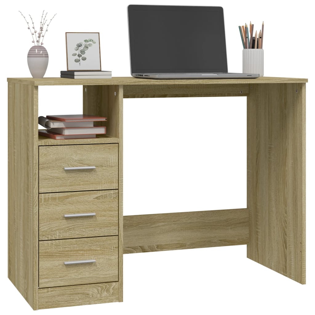 Bureau Met Lades 102X50X76 Cm Bewerkt Hout Kleurig