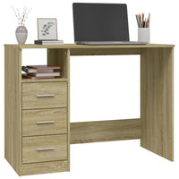 Bureau Met Lades 102X50X76 Cm Bewerkt Hout Kleurig