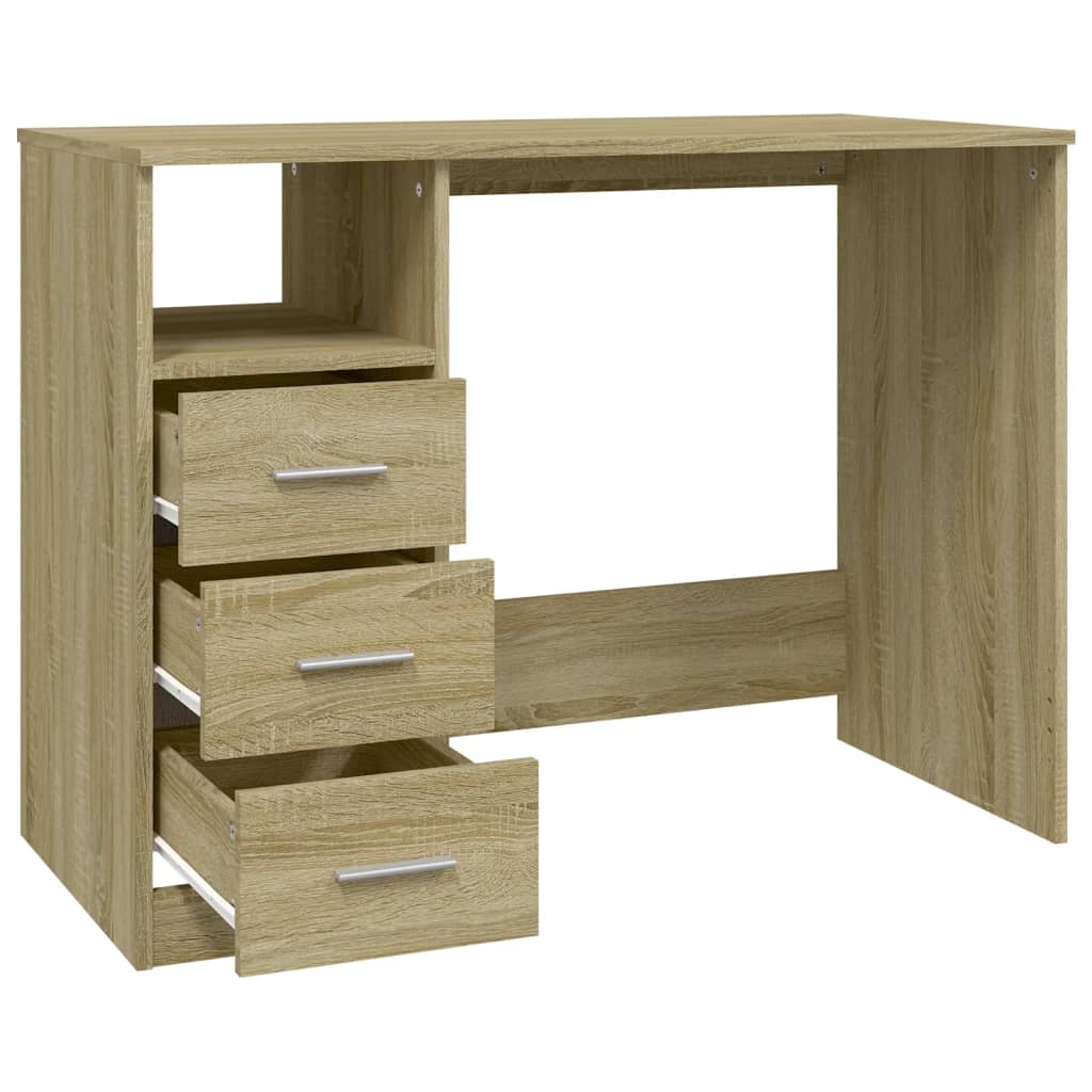 Bureau Met Lades 102X50X76 Cm Bewerkt Hout Kleurig