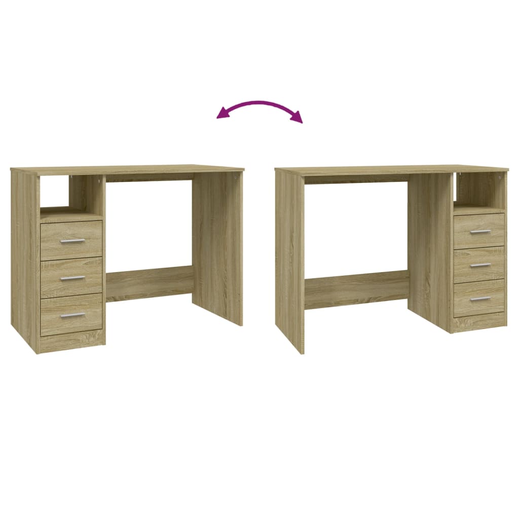 Bureau Met Lades 102X50X76 Cm Bewerkt Hout Kleurig