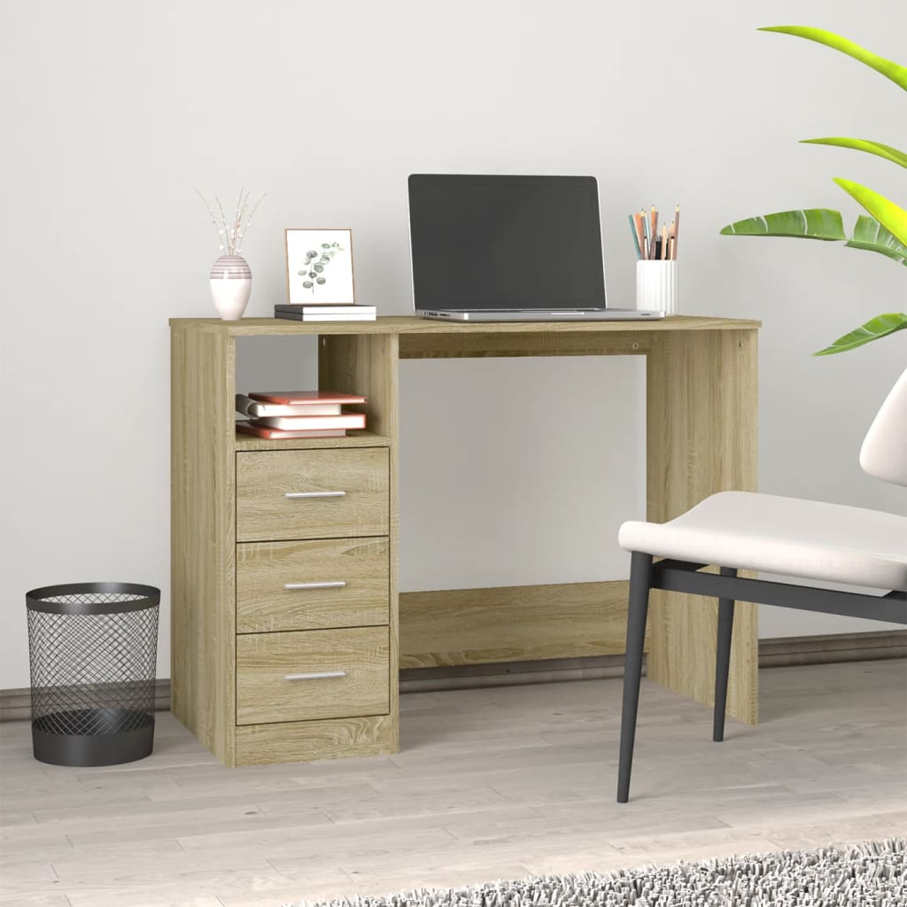Bureau Met Lades 102X50X76 Cm Bewerkt Hout Kleurig
