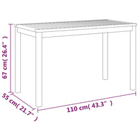 Tuintafel 110X55X67 Cm Massief Acaciahout Crème