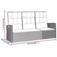 Tuinbank Verstelbaar Met Kussens 173 Cm Poly Rattan