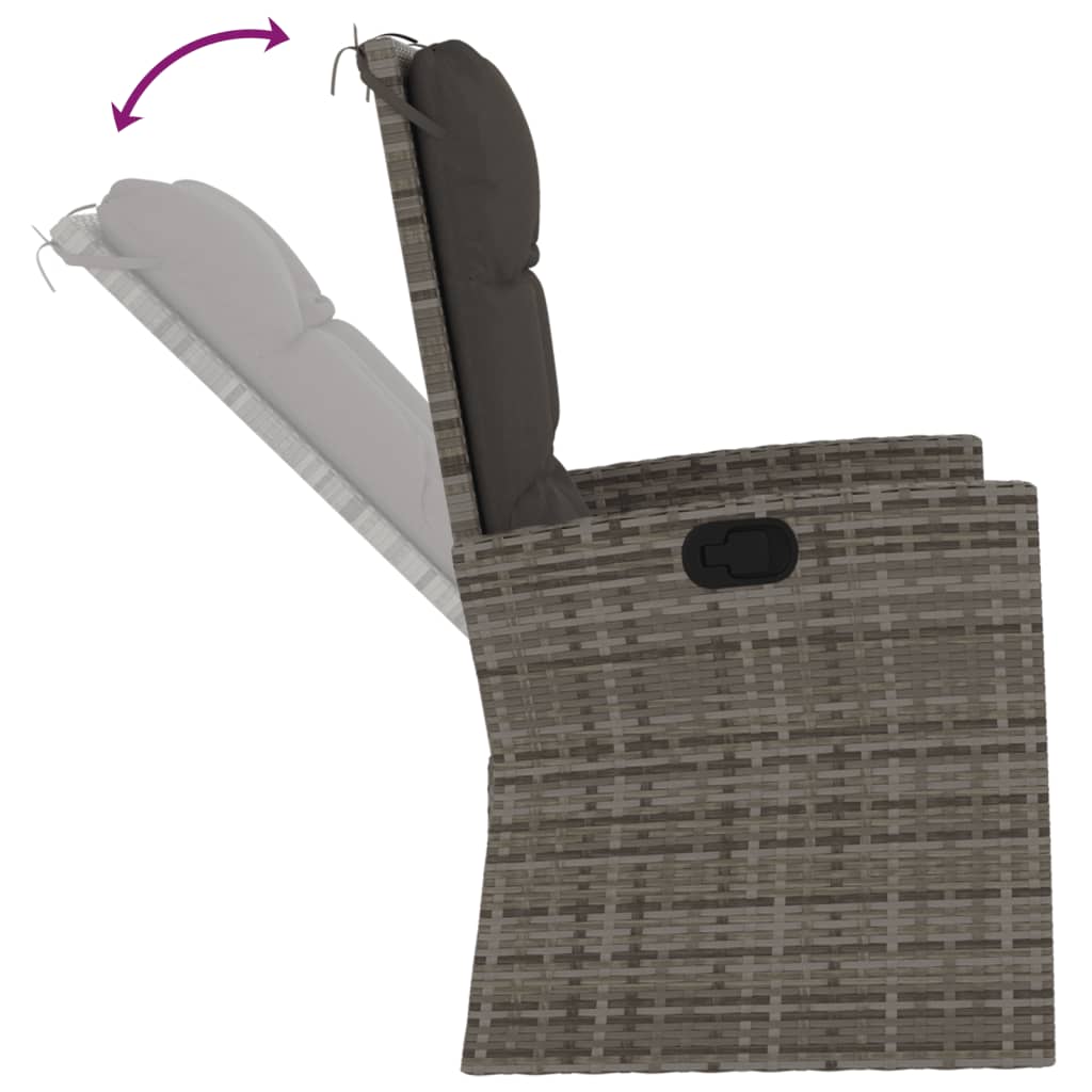 Tuinbank Verstelbaar Met Kussens 118 Cm Poly Rattan