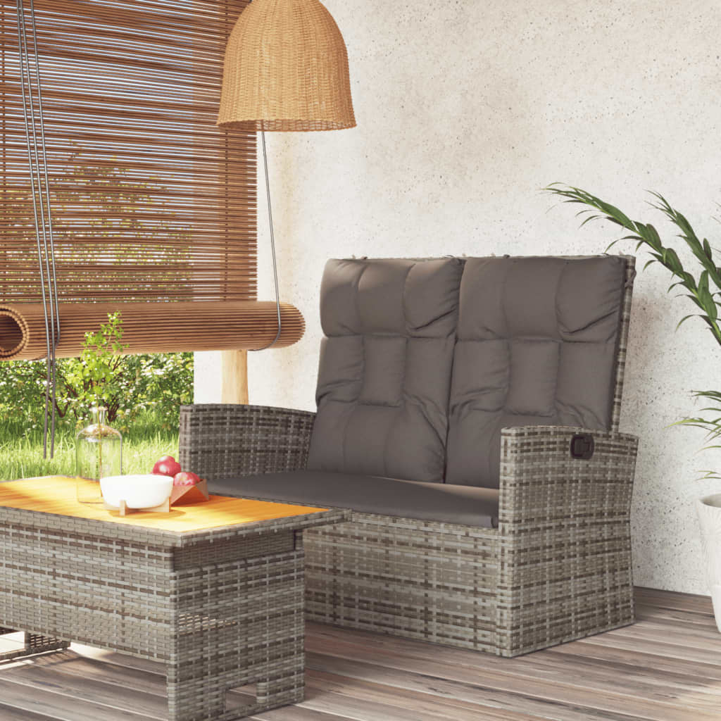 Tuinbank Verstelbaar Met Kussens 118 Cm Poly Rattan