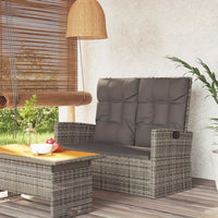 Tuinbank Verstelbaar Met Kussens 118 Cm Poly Rattan