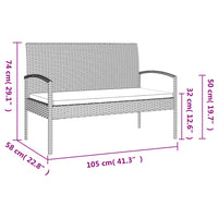 Tuinbank Met Kussen 105 Cm Poly Rattan