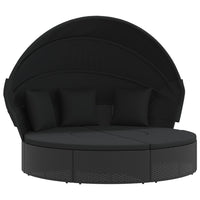 Loungebed Met Luifel En Kussens Poly Rattan