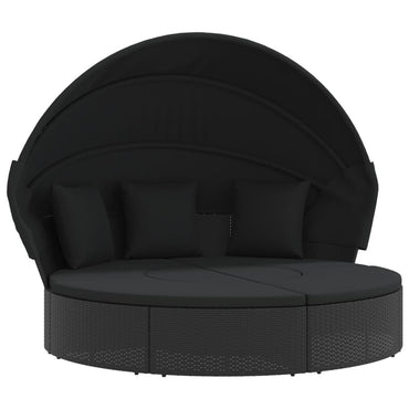 Loungebed Met Luifel En Kussens Poly Rattan
