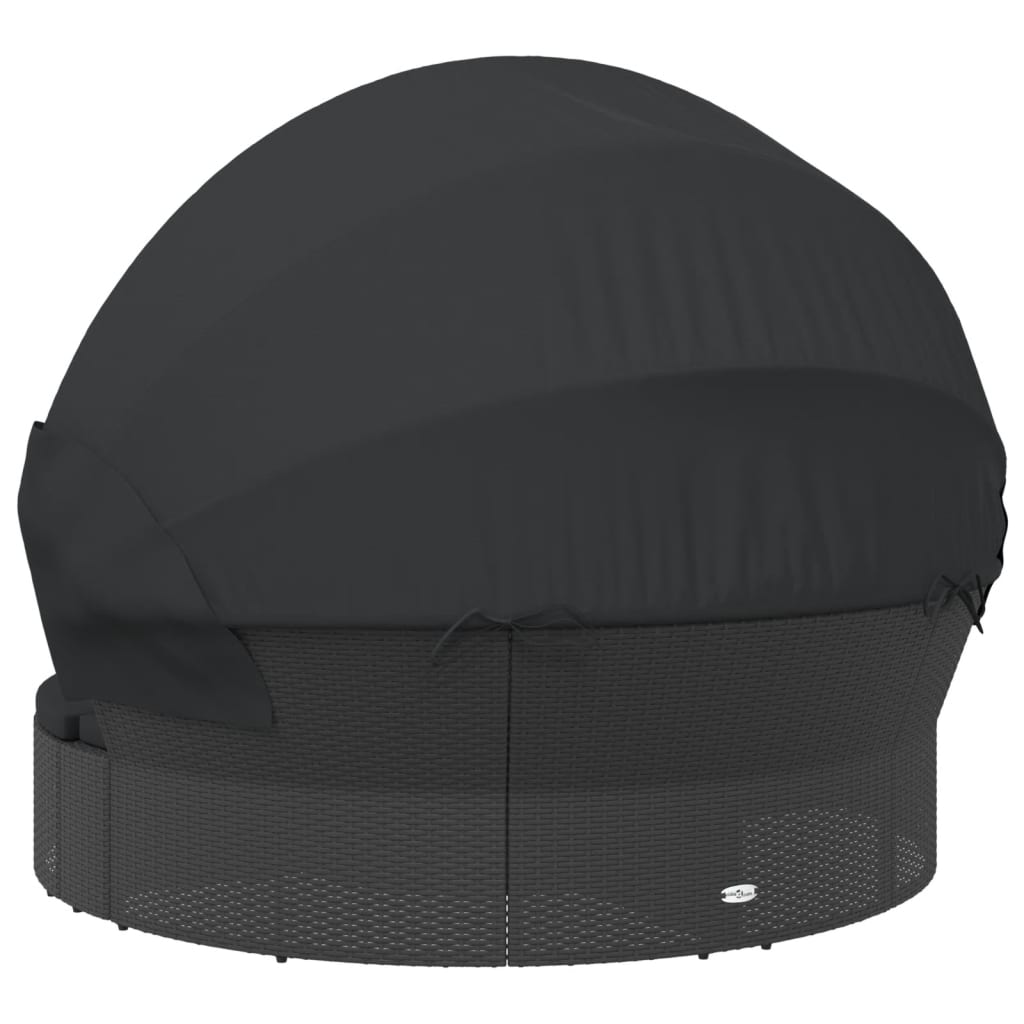 Loungebed Met Luifel En Kussens Poly Rattan