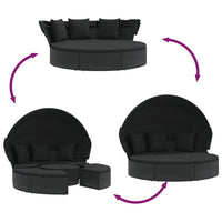 Loungebed Met Luifel En Kussens Poly Rattan