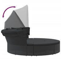 Loungebed Met Luifel En Kussens Poly Rattan