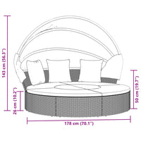 Loungebed Met Luifel En Kussens Poly Rattan
