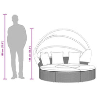 Loungebed Met Luifel En Kussens Poly Rattan