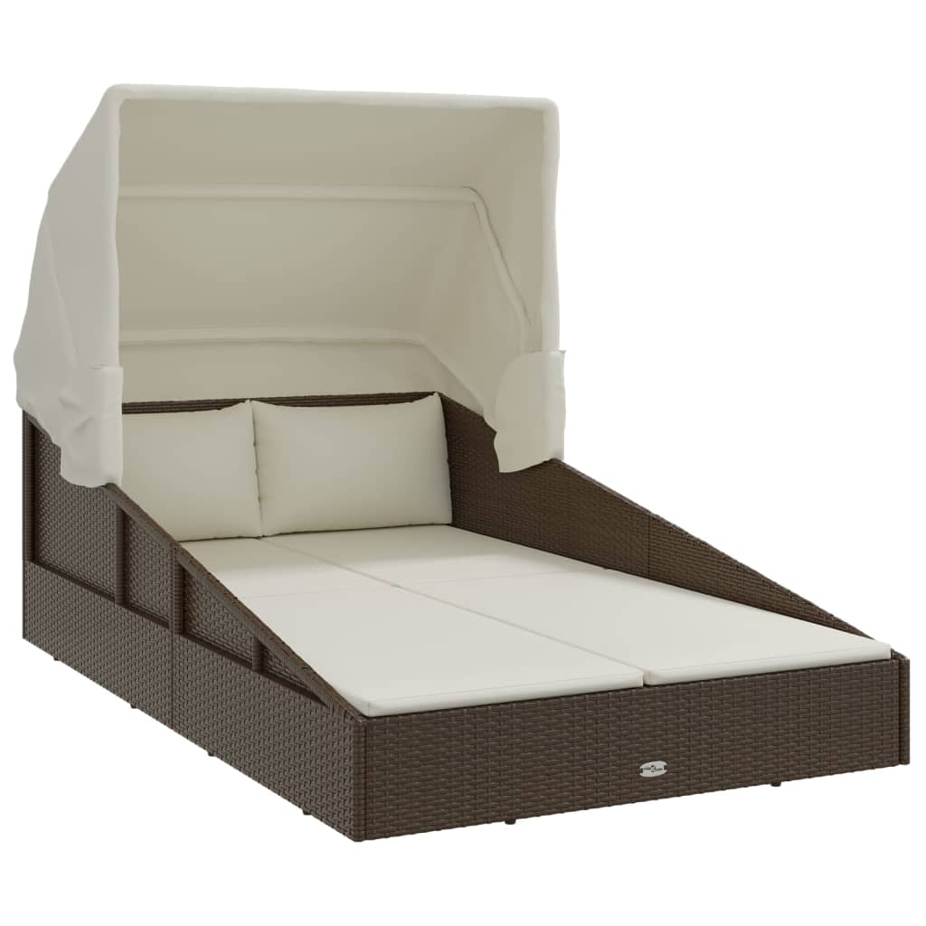 Ligbed Met Inklapbaar Dak 200X114X128 Cm Poly Rattan