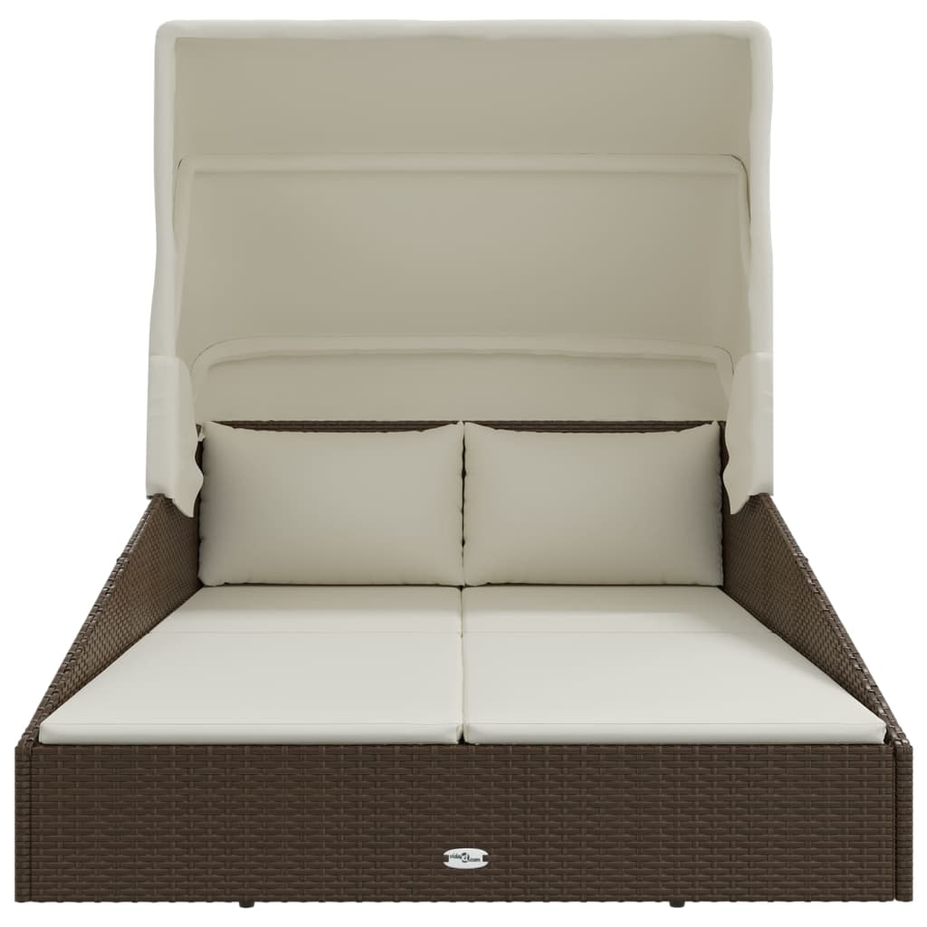 Ligbed Met Inklapbaar Dak 200X114X128 Cm Poly Rattan