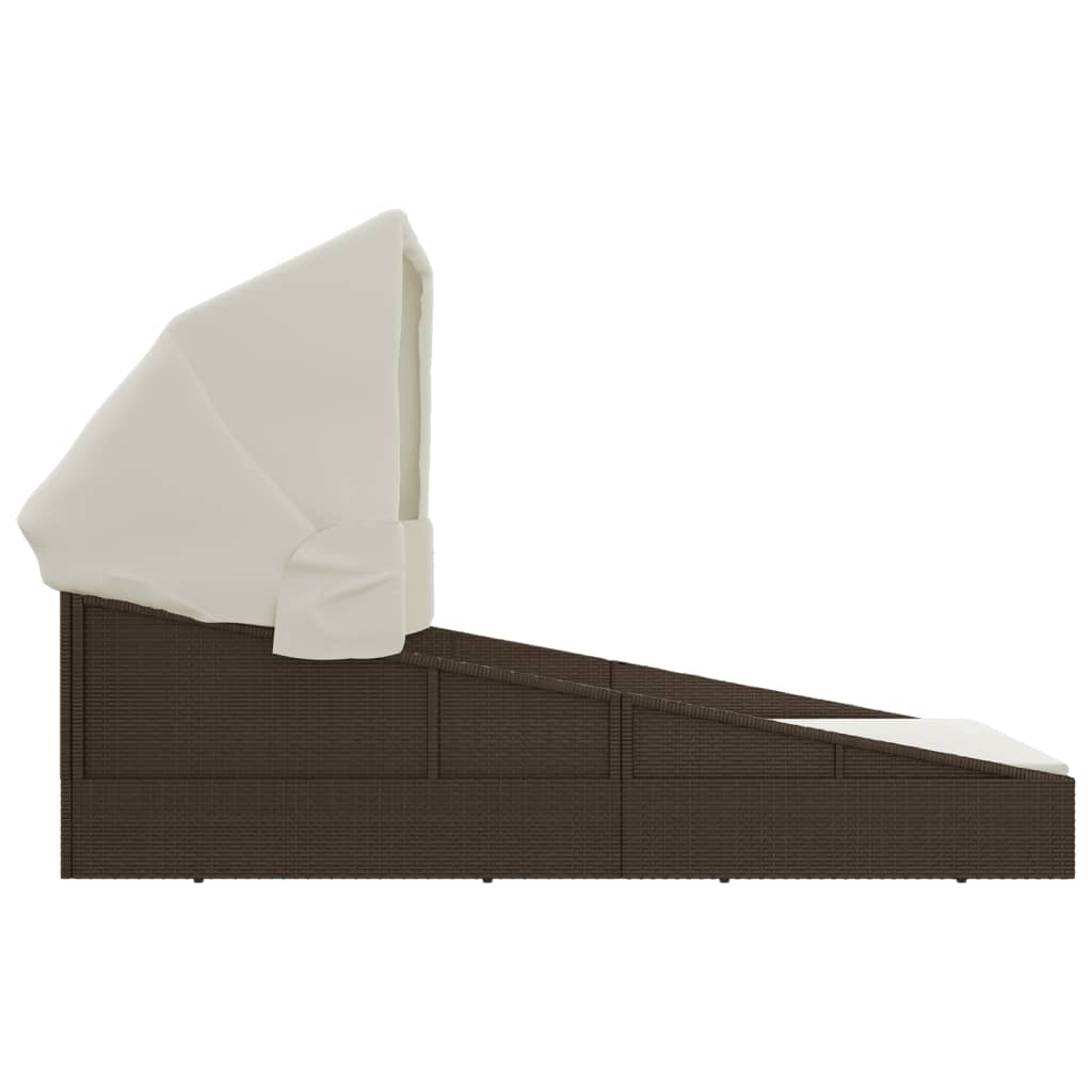 Ligbed Met Inklapbaar Dak 200X114X128 Cm Poly Rattan