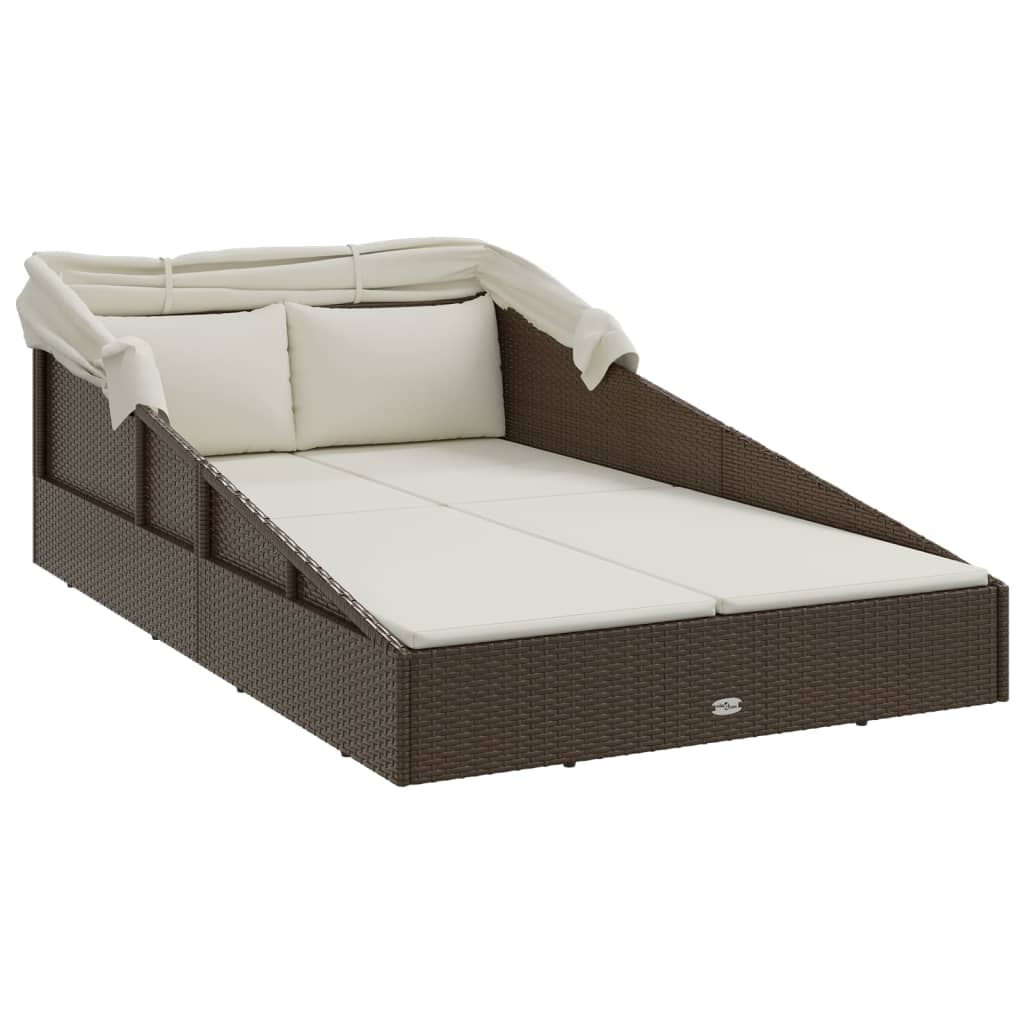 Ligbed Met Inklapbaar Dak 200X114X128 Cm Poly Rattan