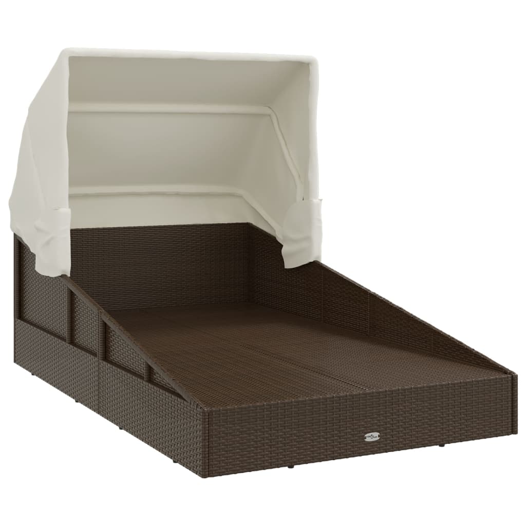 Ligbed Met Inklapbaar Dak 200X114X128 Cm Poly Rattan