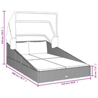 Ligbed Met Inklapbaar Dak 200X114X128 Cm Poly Rattan