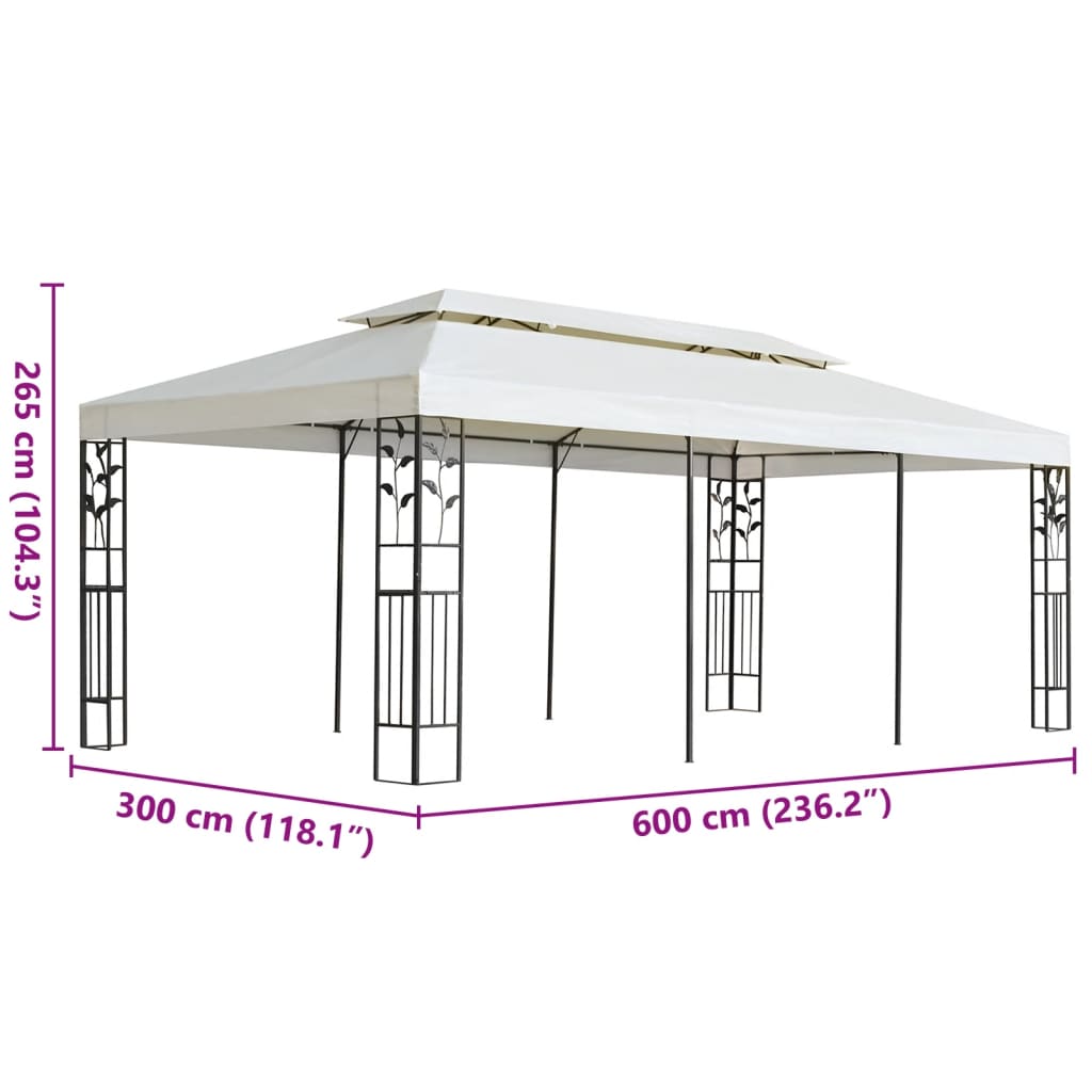 Prieel Met Dubbel Dak 6X3 M Wit