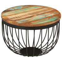 Salontafel Ø 50X35 Cm Massief Gerecycled Hout En Staal