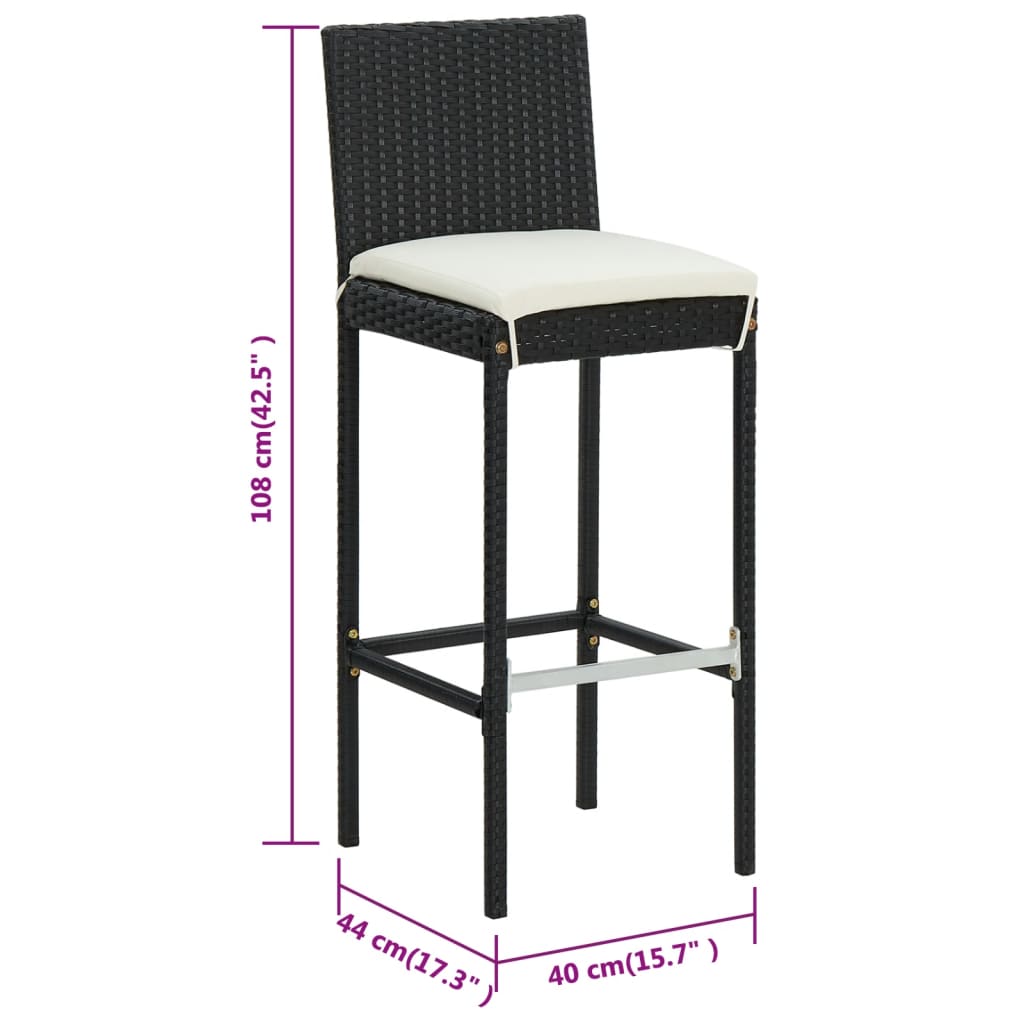Barkrukken Met Kussens Poly Rattan